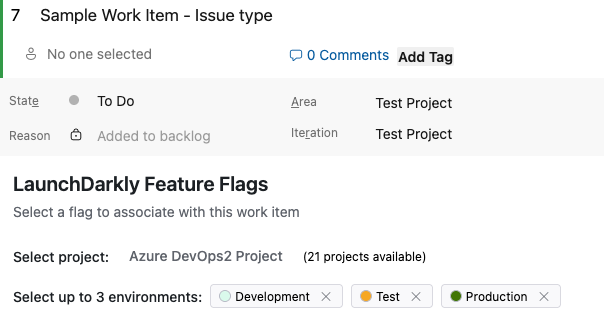 The list of feature flags on the "LaunchDarkly" tab.